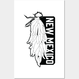 New Mexico Chile Ristra in Black Posters and Art